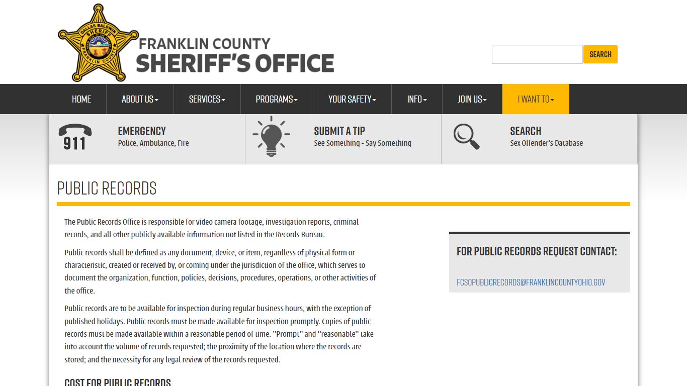 Franklin County Sheriff - Public Records
