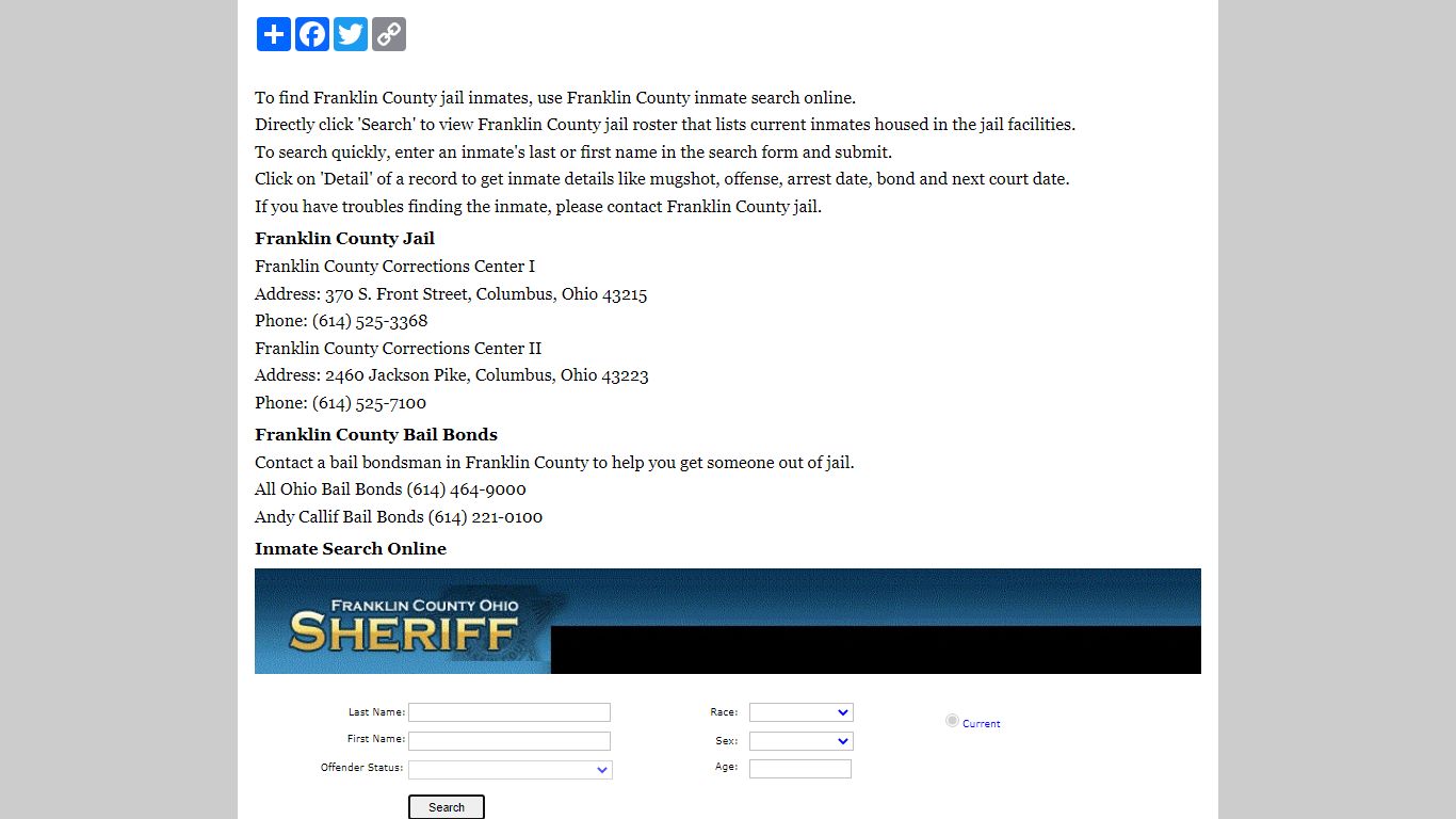 Franklin County Inmate Search